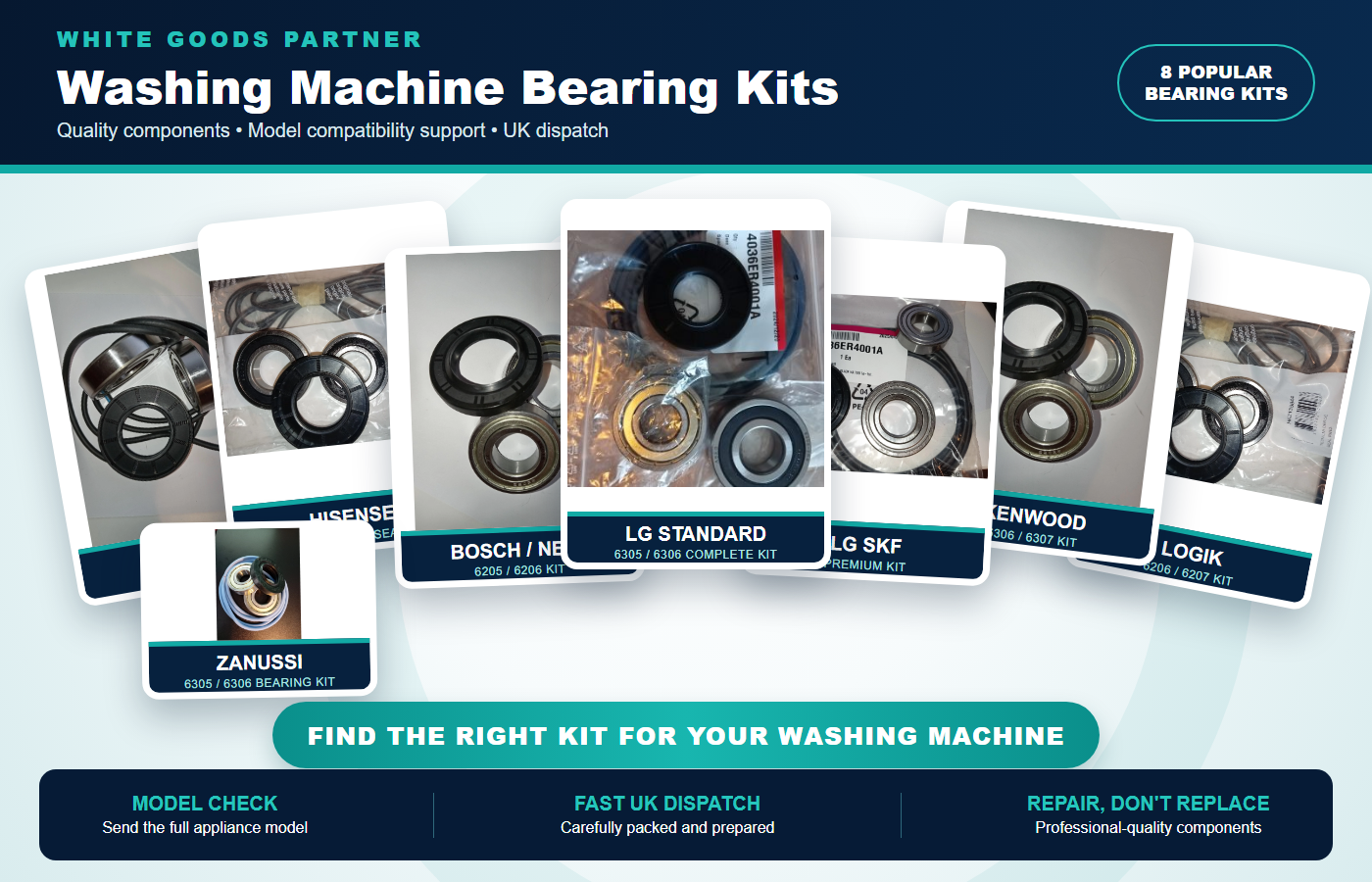White Goods Rescue washing machine bearing kit range