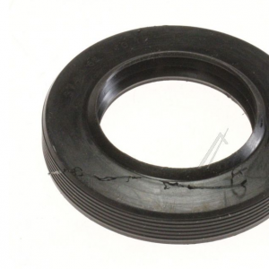 Black rubber oil seal with a grooved outer edge and central bore; three size variants shown on the left.