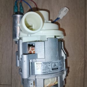 Galanz capacitor‑run motor with white plastic impeller housing and exposed copper windings on a metal frame.