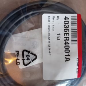 Coiled black hose inside clear packaging with a white label showing part number 4036ER40-1A and the description 'Gasket'.