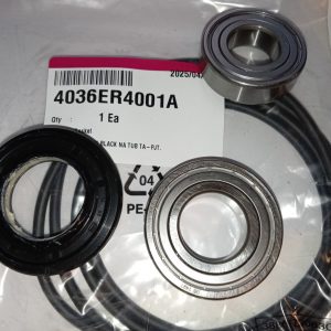 Bearing kit with metal inner/outer rings and black rubber seal on clear bag, label reads 4036ER4001A.